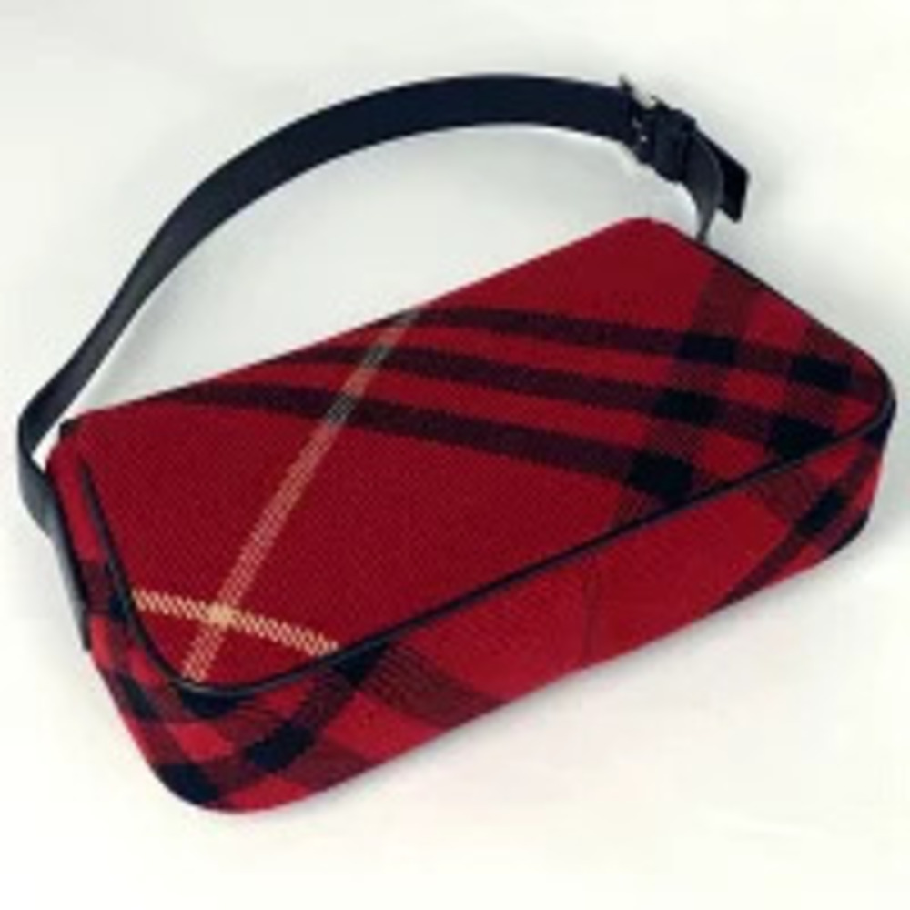 Burberry Check Hobo Red Shoulder Bag